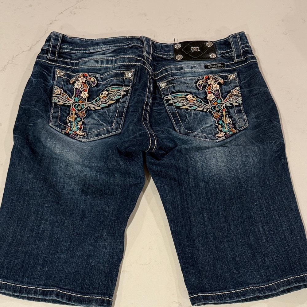 Miss Me Dark Blue Denim Bermudas - Picture 8 of 11